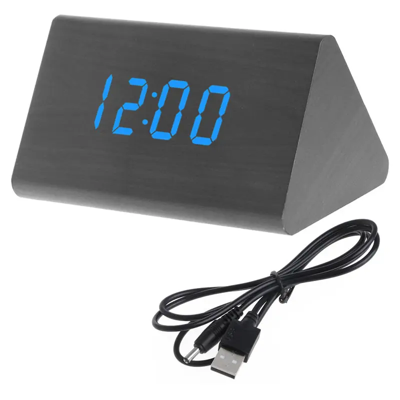 

Wooden Desk Clock LED Display USB Timer Digital Alarm Snooze Clock for Home Bedroom 1pcs Creative Voice Control Alarm Clock