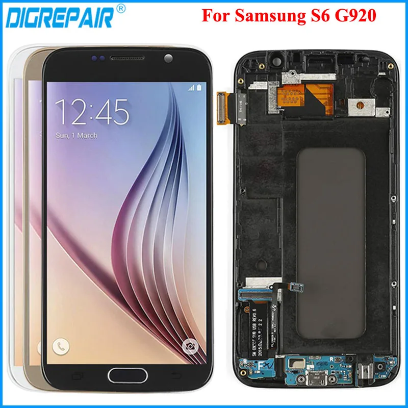 G920F ЖК-дисплей для samsung Galaxy S6 G920 G920F ЖК-дисплей дигитайзер сенсорный экран с рамкой в сборе для samsung G920f дисплей