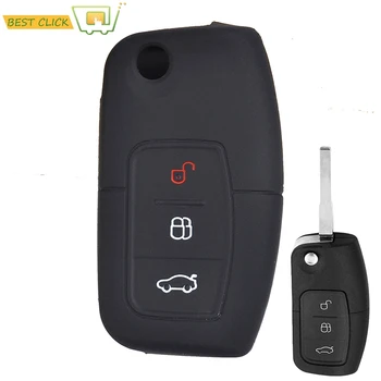 Silicone Key Case Cover For Ford Fiesta Focus Mondeo Falcon B-Max C-Max S-Max Eco Sport Galaxy Territory Keyless Fob Shell 1