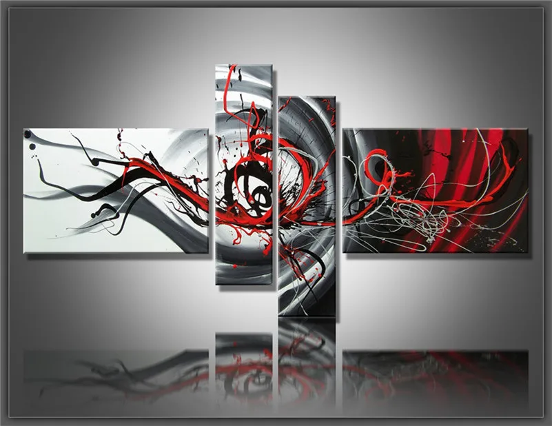 Multi Piece Combination 4pcs/set Canvas Art Abstract Oil Painting Black