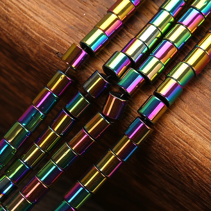 

KANGKANG wholesale High quality Colorful Stone Hematite Tube loose spacer 4mm 6mm Pick Size For Bracelets Necklace Making 16"