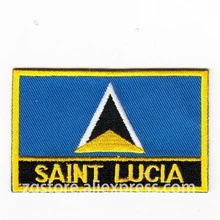 Вышивальные патчи Национальный флаг-флаг Люсия термонаклейки 8,0x5,0 см Индивидуальные нашивки