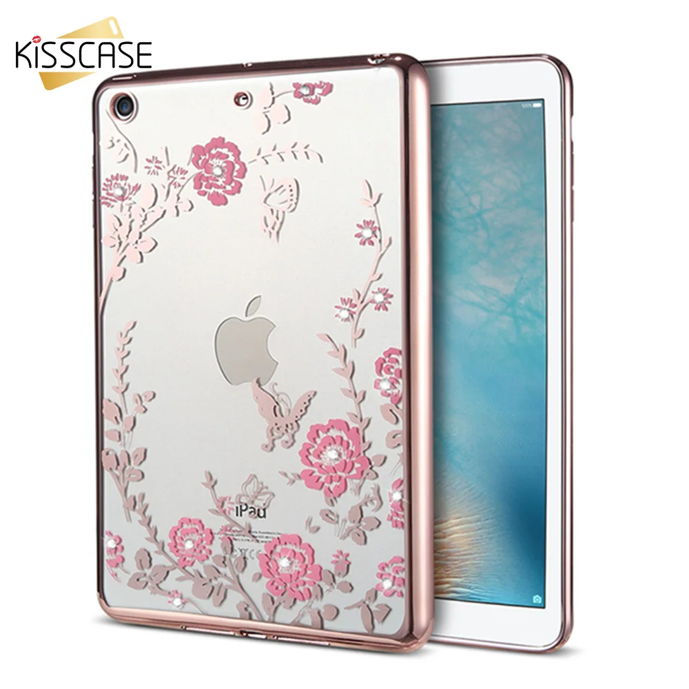 

KISSCASE Floral Tablet Phone Case For iPad Mini 1 2 3 Soft Silicone Case For iPad 6 Mini 1 2 3 4 Bling 3D Flower Back Cover Capa