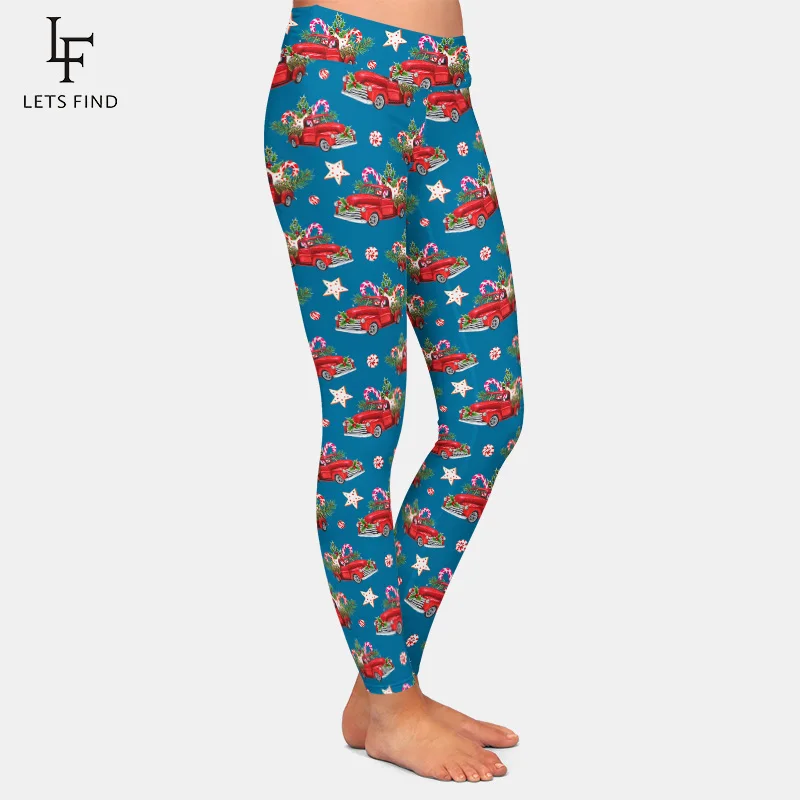 tiktok leggings LETSFIND  Moda Mujer 2019 Christmas Series Red Car and Candy Print Leggings High Waist Warm  Plus Size  Workout Leggings gym leggings