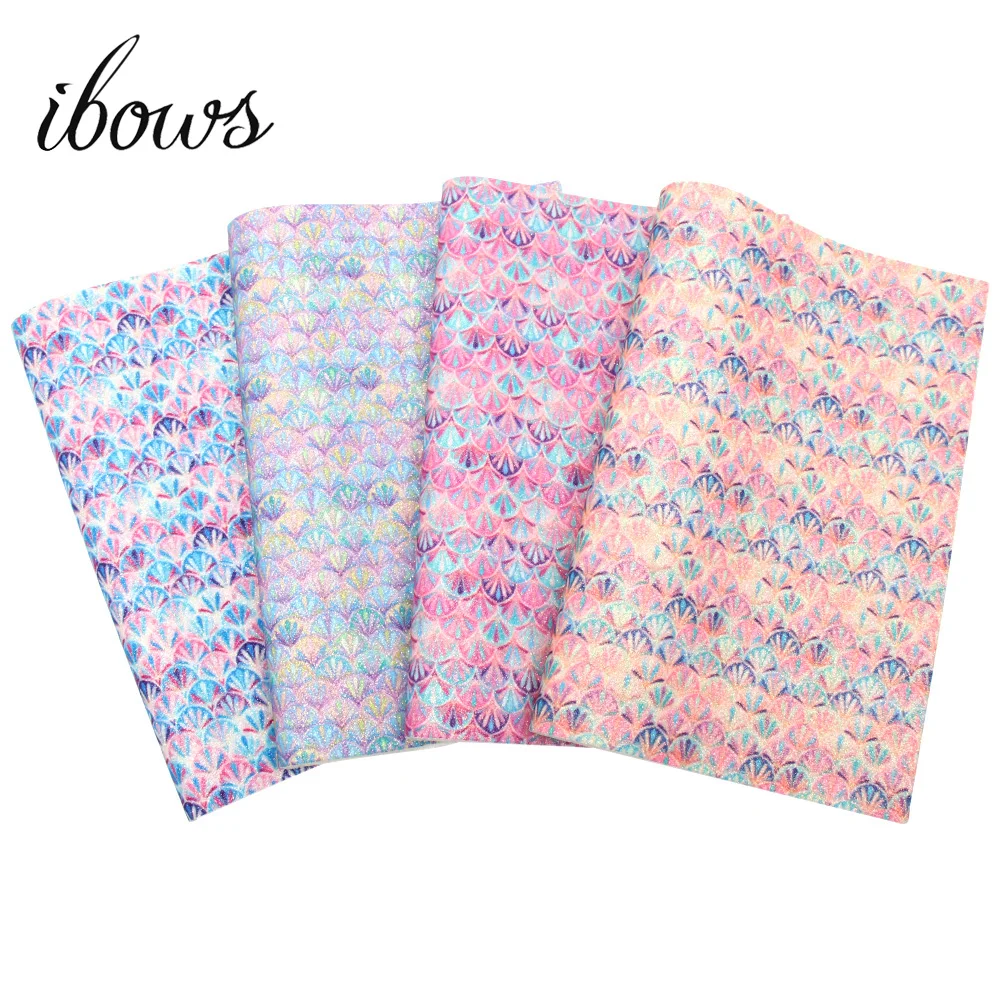 

IBOWS accessories 22*30cm fish scales vinyl Faux Artificial Synthetic Leather Fabric DIY Sewing Garment HairBow Bags Shoes Craft