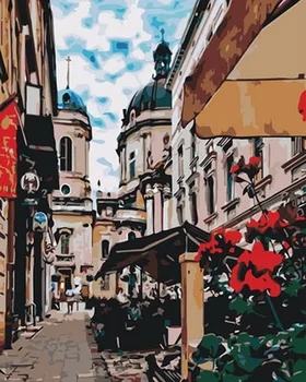 

Frameless diy paintings by numbers paint by number for home decor oil picture painting 5065cm a street