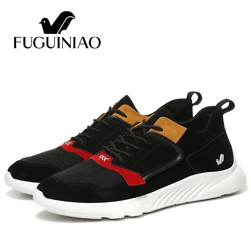 

new arrival ! Fuguiniao autumn men's casual shoes / real leather / breathable and light men's flat shoes / color black