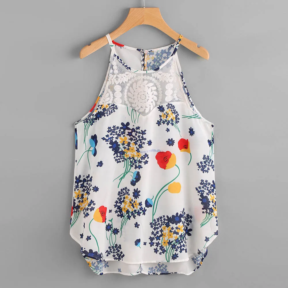 Женская шифоновая футболка Boho сексуальная летняя майка с цветочным принтом