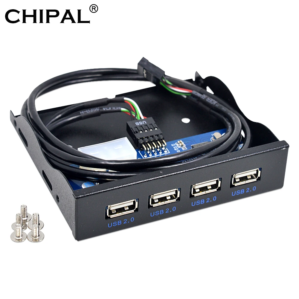 

CHIPAL 3.5" Floppy Bay 4 Ports USB 2.0 Hub USB2.0 Front Panel Expansion Adapter Connector Bracket with 10Pin Cable For Desktop