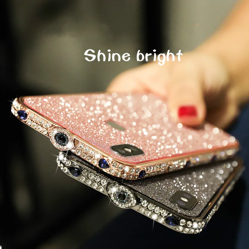 Роскошные с блестящими кристаллами чехол для телефона для iPhone XR 6 6S 7 8 PLUS блестящий алюминиевый чехол для iPhone X XS MAX Стразы блестящая оболочка