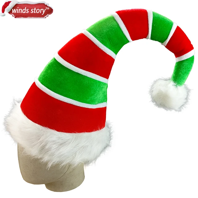 1pieces adult three dimensional long elf hat santa claus red green elf christmas hat