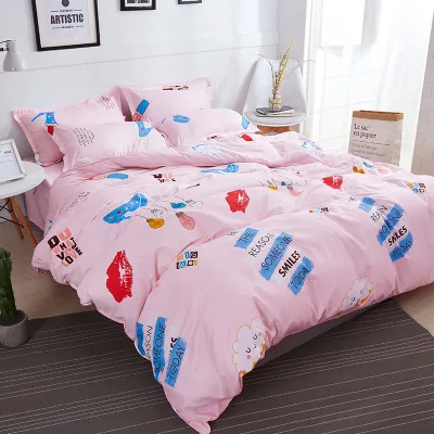 3/4pcs/Set Pink Purple Unicorn Kids Bedding Set Bed Linen Linings Cotton Duvet Cover Set Bed Sheet Pillowcases Home Textie - Цвет: 115