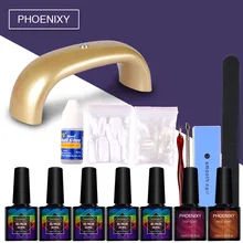 Phoenixy гель для ногтей Набор для маникюра Набор для ногтей набор гель лак набор 5 цветов УФ гель лак 6 Вт светодиодный Лампа гель лак для ногтей комплект
