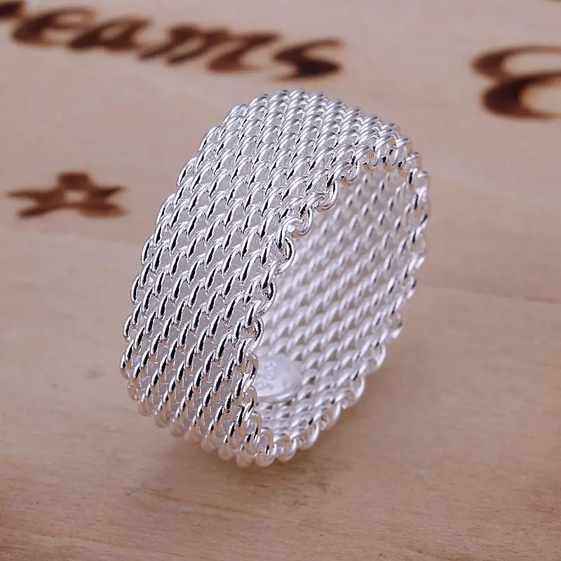 Free Shipping 925  Silver  Ring Fine Fashion Net Ring Women&Men Gift Silver Jewelry Finger Rings SMTR040