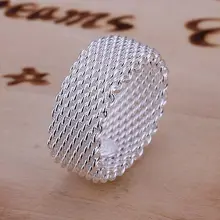 Free Shipping Silver Ring Fine Fashion Net Ring Women&Men Gift Silver Jewelry Finger Rings SMTR040