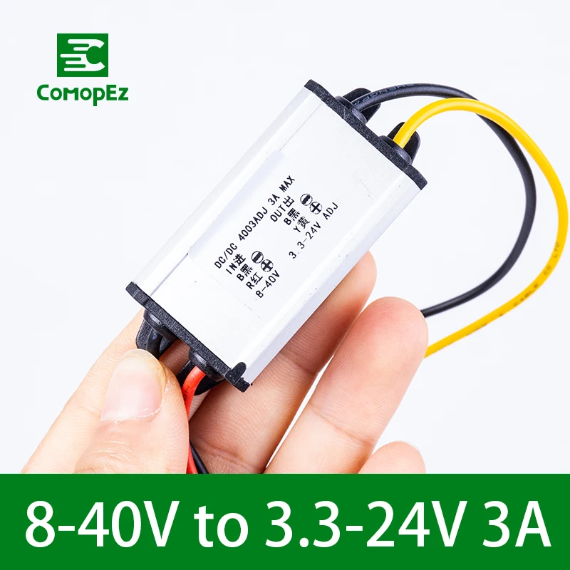

8V-40V to 3.3V-24V 3A Step Up Down DC DC Converter Buck Boost Regulator Waterproof Power Supply for Toy Car Radio LED Lights