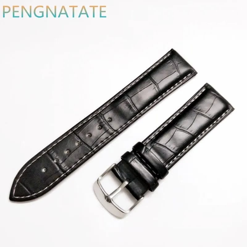 

Brand watertight Genuine Leather Watch Strap 22mm Watch Band Black Luxury strap Dark Light Watchband Fo Hour Buckle PENGNATATE