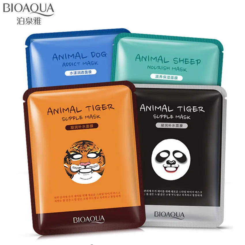 

BIOAQUA Brand Skin Care Sheep / Panda/Dog / Tiger Packing Facial Mask 30g*4pcs Moisturizing Oil Control Cute Animal Face Masks