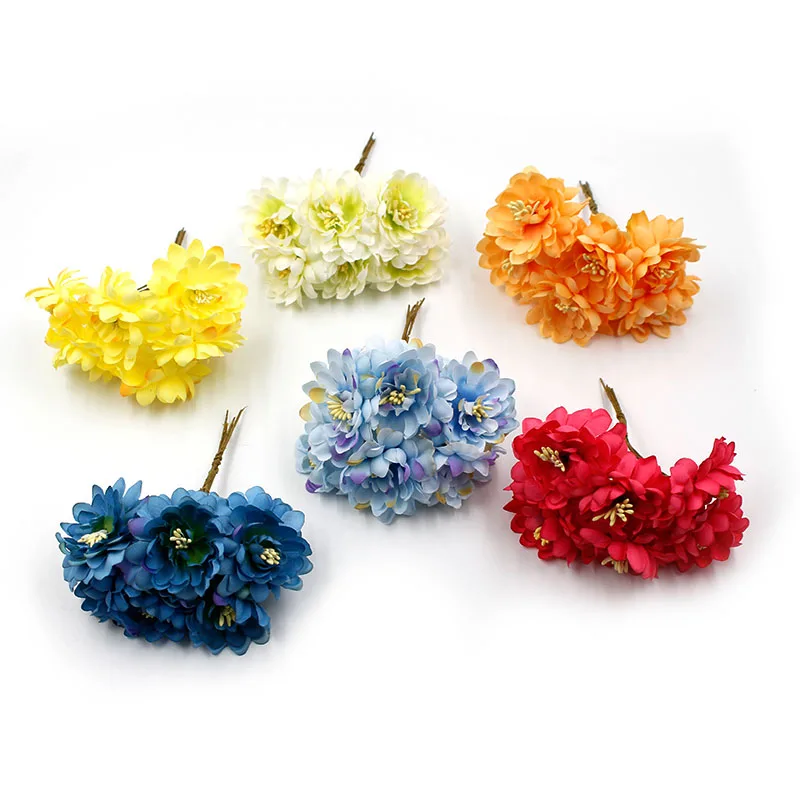 

6pcs/lot artificial flower 4.5cm stamen chrysanthemum for wedding decoration DIY scrapbooking craft accessories flower