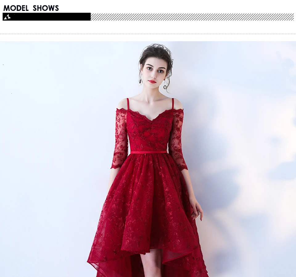 long sleeve prom & dance dresses LAMYA High Low Prom Dress Boat Neck With Half Sleeve Evening Party Dresses Women Black Lace Formal Gown Gown Robe De Soiree lavender prom dresses