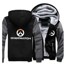 Usa größe männer frauen spiel ow logo reißverschluss jacke cosplay sweatshirts verdicken hoodie mantel clothing casual