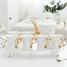 Европейский стиль, Золотой Набор чашек для гостиной, Высококачественная кофейная чашка, чайный набор, чашка, Набор чашек для воды с подносом wx9121939