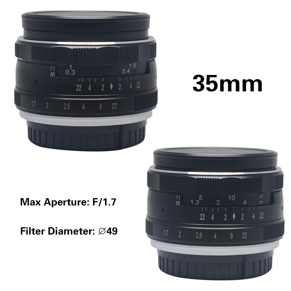 Увеличением фокусного расстояния Mcoplus/Meike MK-NM-35-1.7 35mm f 1,7 объектив с широкой диафрагмой и ручной фокусировкой APS-C для Nikon беззеркальных камер J1 V1