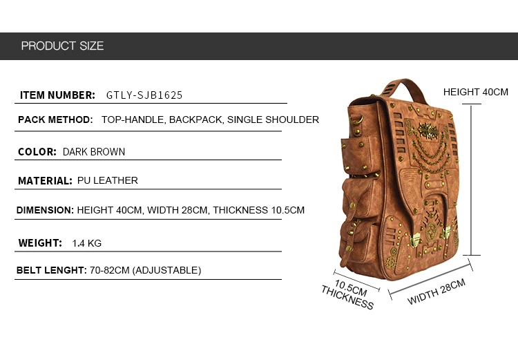 Norbinus, мужские сумки из искусственной кожи в готическом стиле, вместительные женские стимпанк рюкзаки, винтажные школьные сумки для девочек-подростков, рюкзак для путешествий