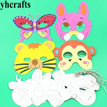 

12PCS/LOT.6 design paper unfinished zoo animal mask Party favor Drawing toys Early educational toys Kindergarten crafts Onstock