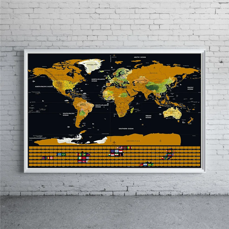 World Map Scratch Off Deluxe Gold Black Map Platinum powder With