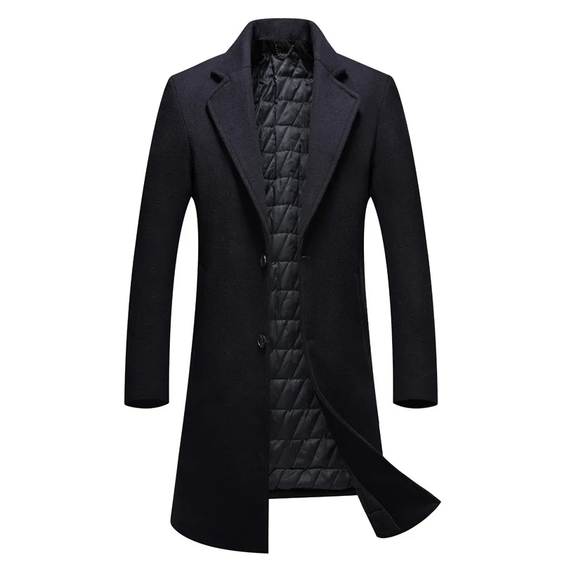 2020 Long Thicken Turn Down Collar Wollmantel Herren Good Quality Single Breasted Black Coat Men 2020 Long Thicken Turn Down Collar Wollmantel Herren Good Quality Single Breasted Black Coat Men