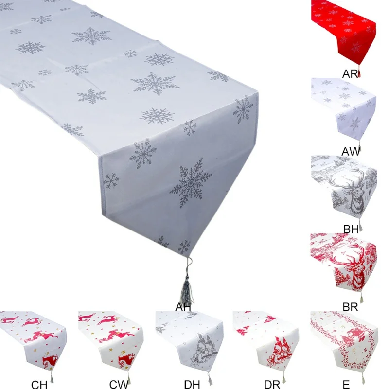 

35x200CM Table Runner Christmas Table Runner With Printing Pattern Household Table Decoration For Christmas Dinner Decoration