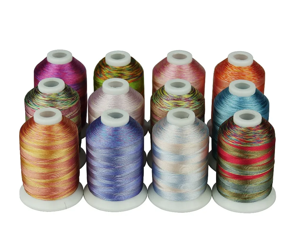 Simthread разноцветная полиэфирная нить для вышивки, 12 цветов, 1100 ярдов на катушку