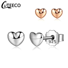 CUTEECO New Small Hearts Stud Earrings for Women Plated Silver Rose Gold Copper Fits Brand Earrings Fashion Jewelry Brincos
