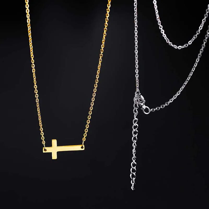 Ожерелье-чокер из нержавеющей стали женское золотое боковое крестное ожерелье крошечное короткое ожерелье с цепочкой женские религиозные украшения