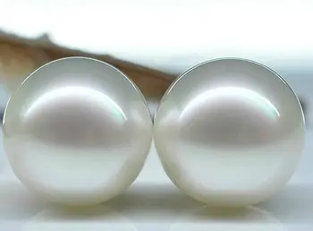 

pair of charming AAA++10-11mm natural south sea round white pearl half drilled