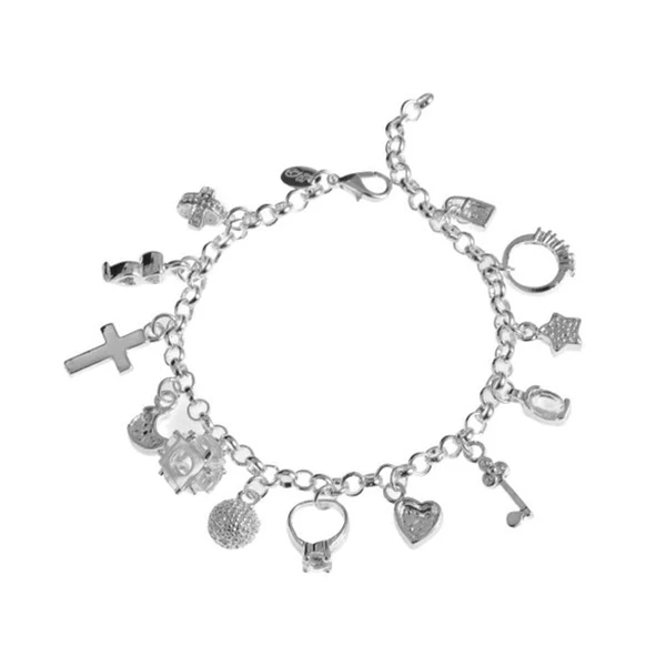 

Fashion Different Star Lock Beads Pendant Decored Bracelet Wrist Bag Chain Silver Bracelets Jewelry