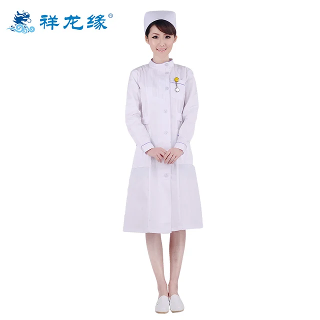 Hot Sale Medical Clothing White Long Sleeve Nurse Smock Hospital Scrubs