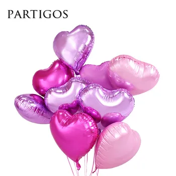 

9pcs/lot 18 inch Pure Heart Foil Balloons Helium Pearl Pink Purple Wedding Events Birthday Party Decor Valentine's Day Gift Ball