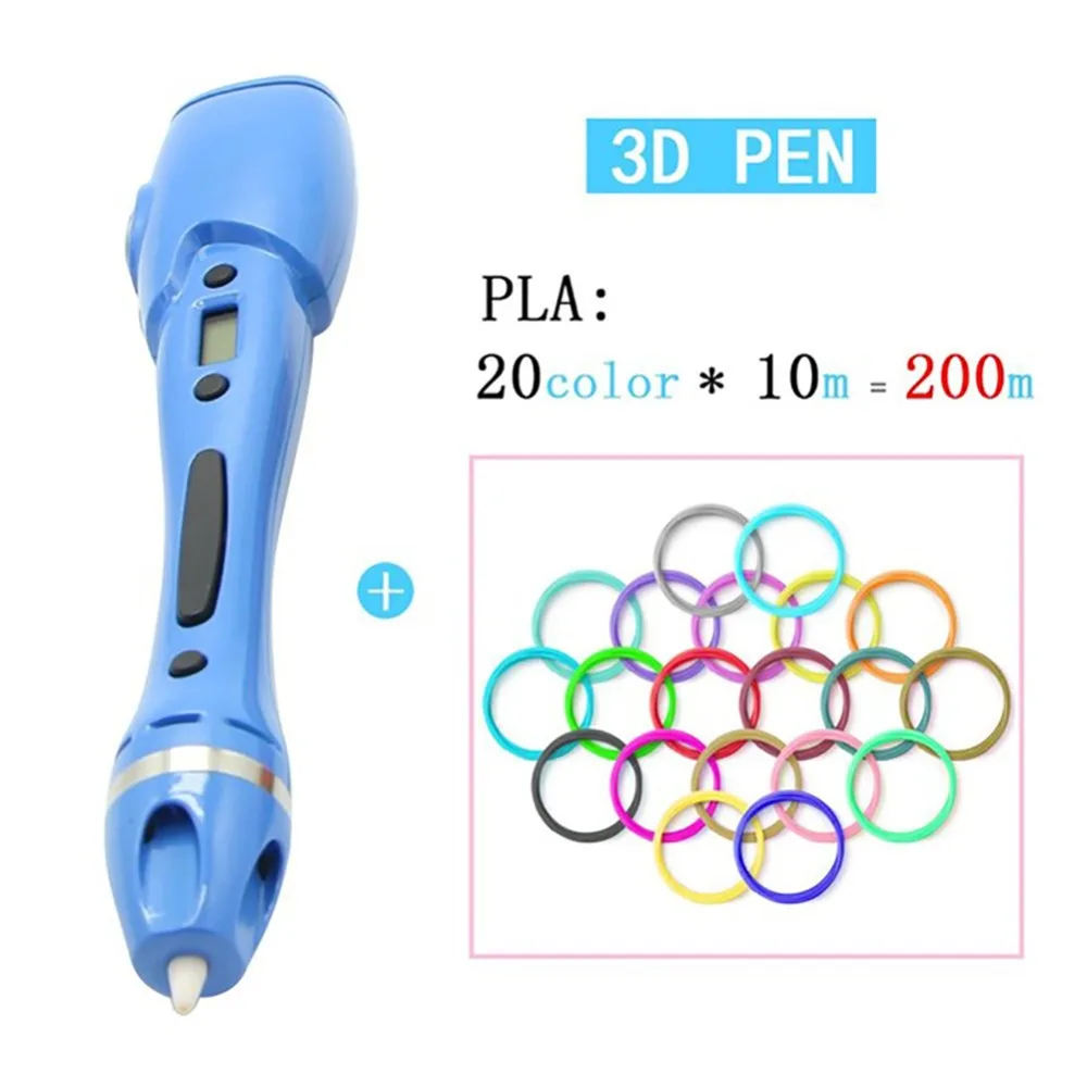 

3d Pen Printer Drawing Plastic Pen With 5V 2A Adapter OLED Display 3Color PLA Filaments 3D Printing