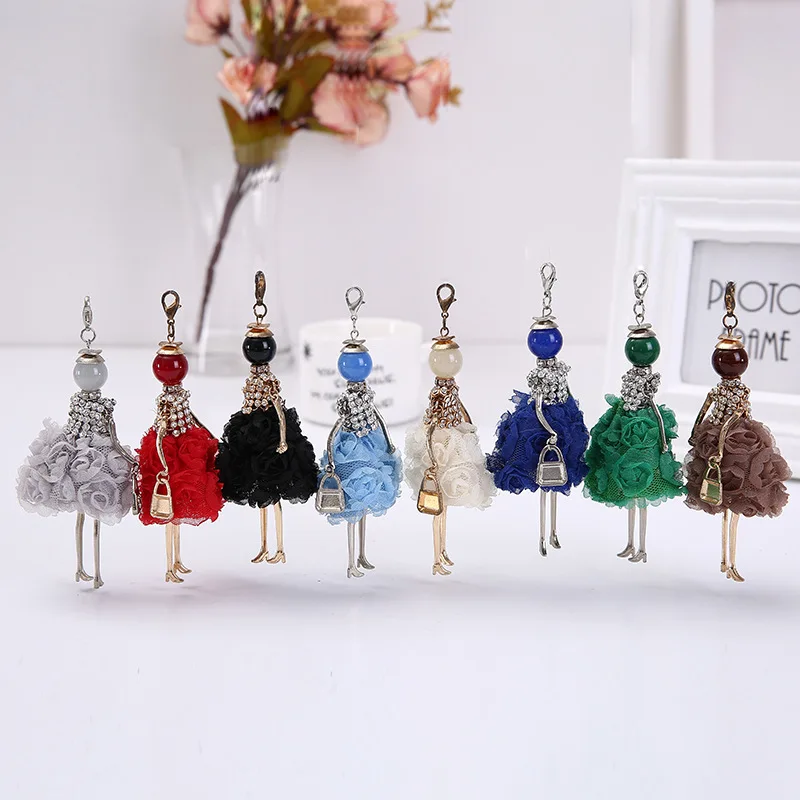 

New Girls Doll Rhinestone Alloy Marvel Doll Key Chain For Keys Women Girl Bag Keychain Pendant Jewelry Accessorie R1