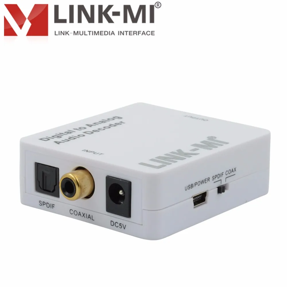 

LINK-MI LM-DA01-DC Digital to Analog Audio Decoder 2.0ch analog audio Coaxial/Optical Toslink SPDIF to Stereo 3.5mm Jack or L/R