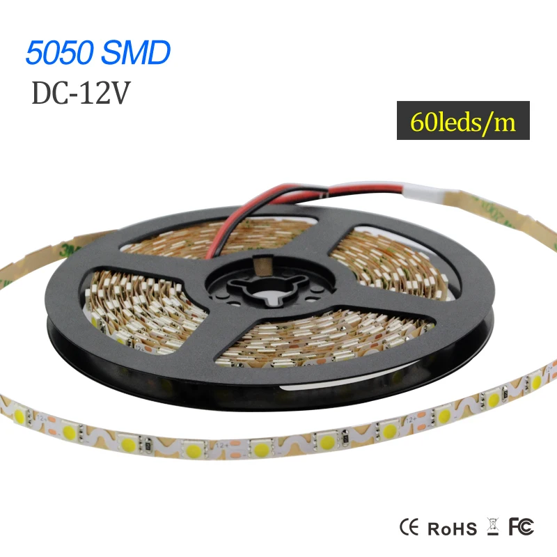 SMD 5050 Светодиодная лента постоянного тока 12 В случайный складной неводонепроницаемый люсис привело свет ленты 300 светодиодов 5 м белый цвет освещение для домашнего декора