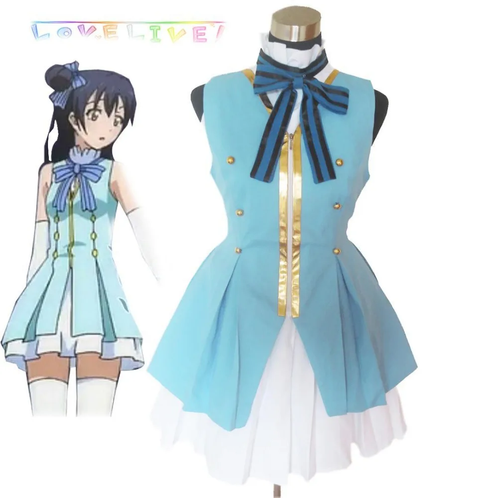 

Unisex Cos Anime LoveLive! Sonoda Umi Lolita Sky Blue Cosplay Costumes Sets Maid Suit Custom Size