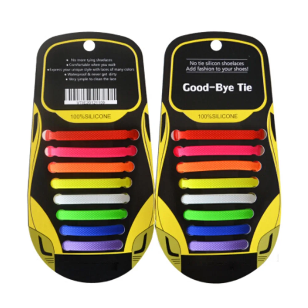 Popular 16Pcs/lot Unisex Athletic Running No Tie Shoelaces Elastic Silicone Shoe Lace Strap