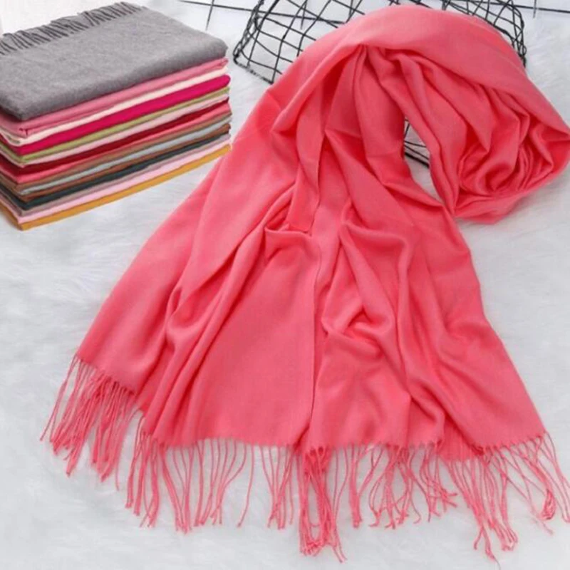 

190*30cm long warm cashmere pashmina with tassel lady winter warm hijab shawl wraps women spring winter neck warm scarves