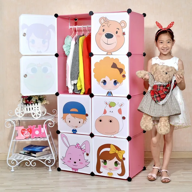 16 Cubes Simple Cartoon Children Hanging Wardrobe Closet Kids