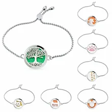 Древо жизни Единорог эфирное масло диффузор кулон парфюм браслет регулируемый нержавеющая сталь 30 мм аромат медальона браслет 10 подушек