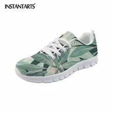 INSTANTARTS/Повседневная Женская обувь на плоской подошве со шнуровкой; дышащие кроссовки из сетчатого материала; женская обувь с узором в виде листьев для удобной ходьбы; обувь на плоской подошве