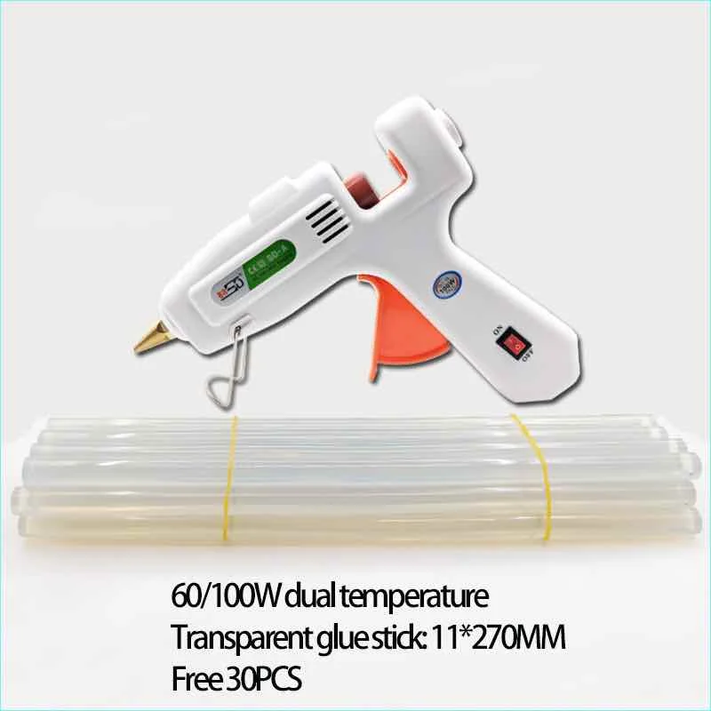 60/100 W Двойной Температуры 110 V-240 V горячего расплава клея пушка с 11 мм* 270 мм Клеевые стержни DIY термо мини - Цвет: Double temperature 1